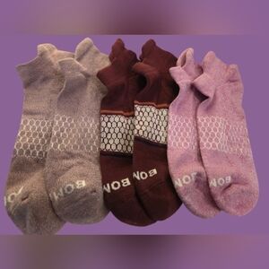 Bombas Ankle Socks  Honeycomb Unisex Large Orange/Gray BNWT 3 PairExtra-Long S